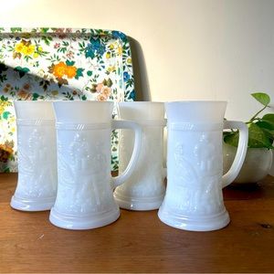 Vintage Federal Milk Glass, Steins / Mugs